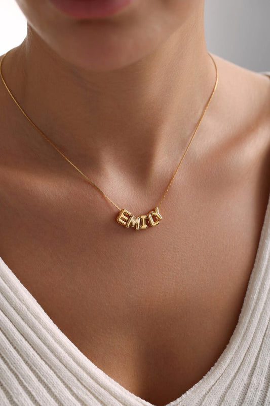 Personalized Tiny Balloon Initial Name Necklace, Mini Name Necklace, Minimalist Necklace, Personalized Gift, Gift for her, Christmas Gift